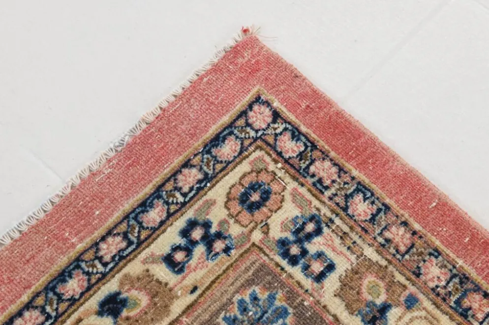 Tapis persan vintage en laine noué main, rouge, motifs floraux, 291x384 cm