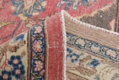 Tapis persan vintage en laine noué main, rouge, motifs floraux, 291x384 cm