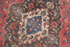 Tapis persan vintage en laine noué main, rouge, motifs floraux, 291x384 cm