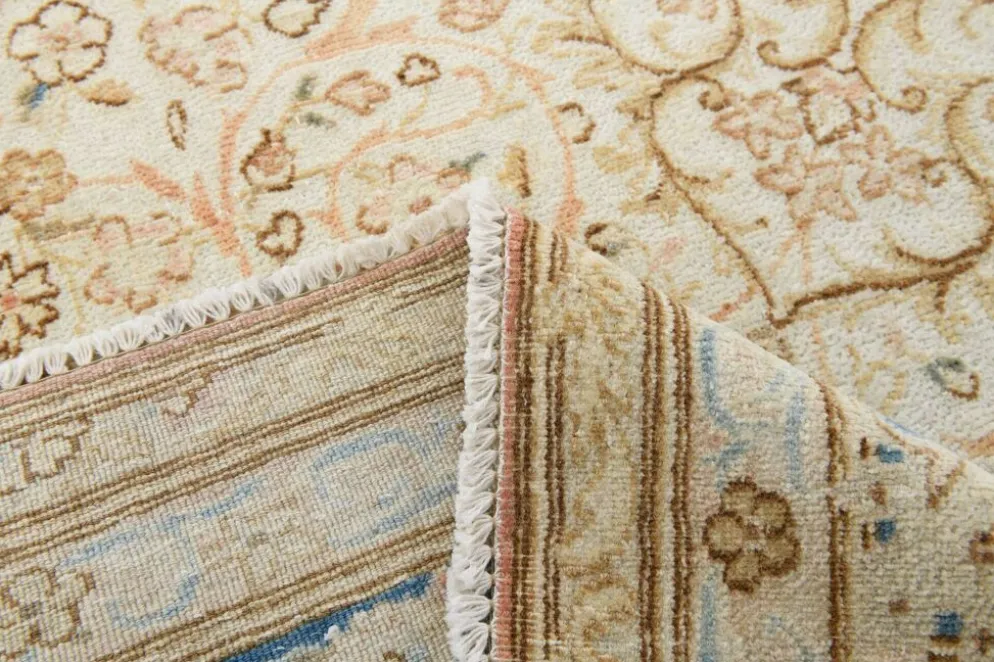Tapis persan vintage en laine noué main, style classique, motif floral, 300x368.