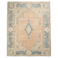 Tapis persan vintage en laine noué main, style classique, motif floral, 300x368.