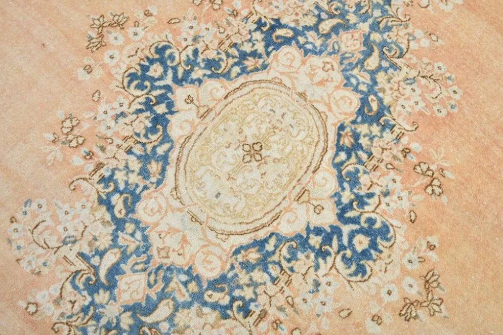 Tapis persan vintage en laine noué main, style classique, motif floral, 300x368.