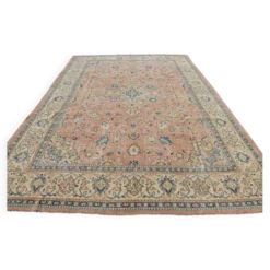 Tapis persan vintage floral rose saumon, tapis de salon 9x12, 280x382 cm