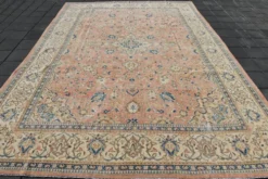 Tapis persan vintage floral rose saumon, tapis de salon 9x12, 280x382 cm