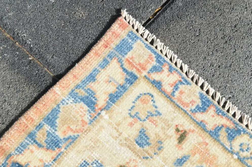 Tapis persan vintage large en nuances de rose, tapis noué à la main, 282x426 cm
