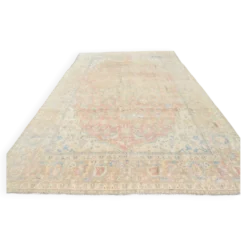 Tapis persan vintage large en nuances de rose, tapis noué à la main, 282x426 cm