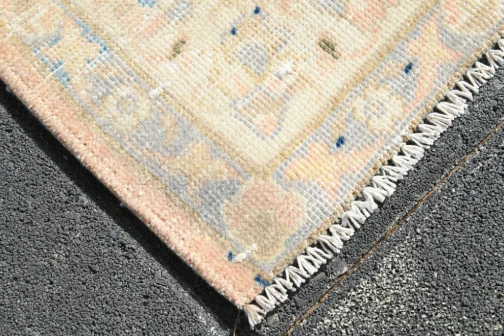 Tapis persan vintage large en nuances de rose, tapis noué à la main, 282x426 cm