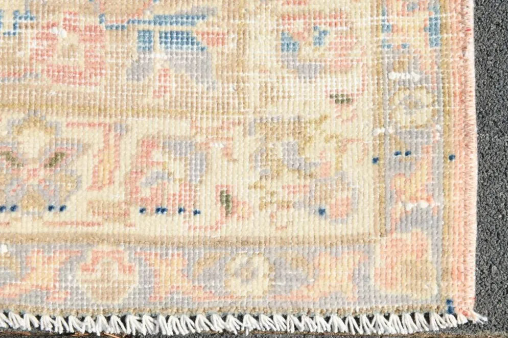Tapis persan vintage large en nuances de rose, tapis noué à la main, 282x426 cm