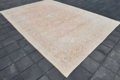 Tapis persan vintage rose blush 9x13, décoration de luxe faite à la main, 283x408 cm