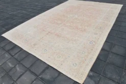 Tapis persan vintage rose blush 9x13, décoration de luxe faite à la main, 283x408 cm