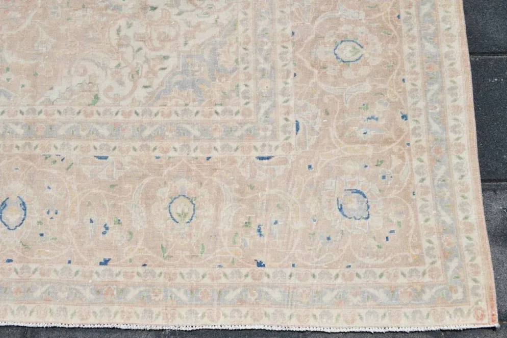 Tapis persan vintage rose blush 9x13, décoration de luxe faite à la main, 283x408 cm