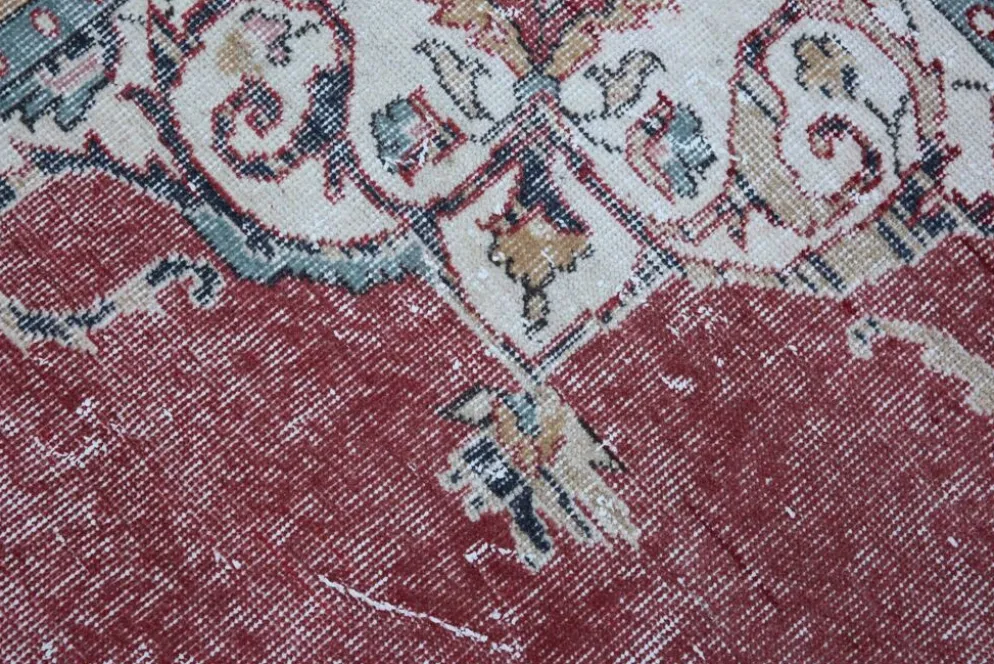 Tapis persan vintage rouge brique, tapis oriental noué à la main, 209x325 cm