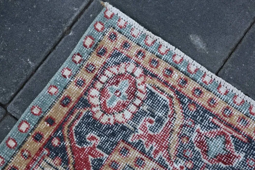Tapis persan vintage rouge brique, tapis oriental noué à la main, 209x325 cm