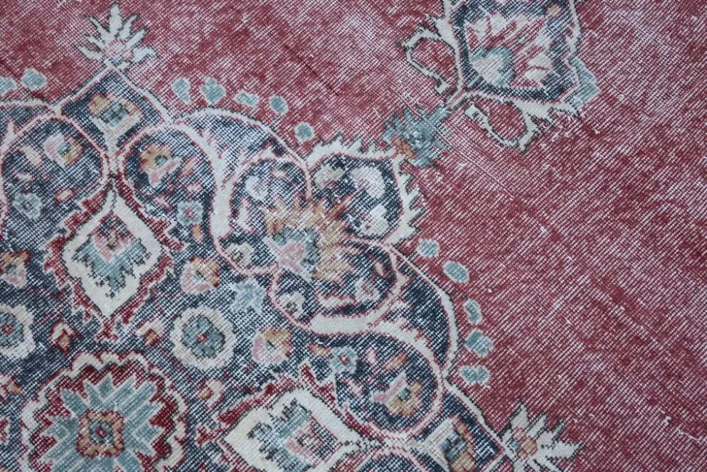 Tapis persan vintage rouge brique, tapis oriental noué à la main, 209x325 cm