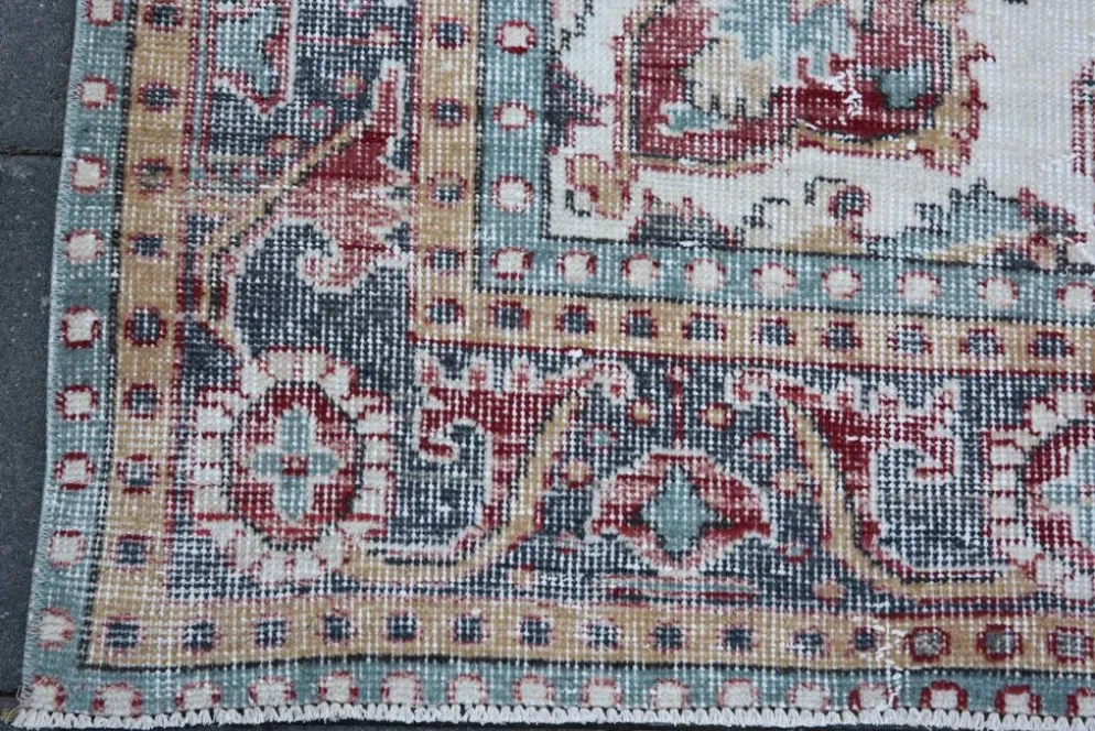 Tapis persan vintage rouge brique, tapis oriental noué à la main, 209x325 cm