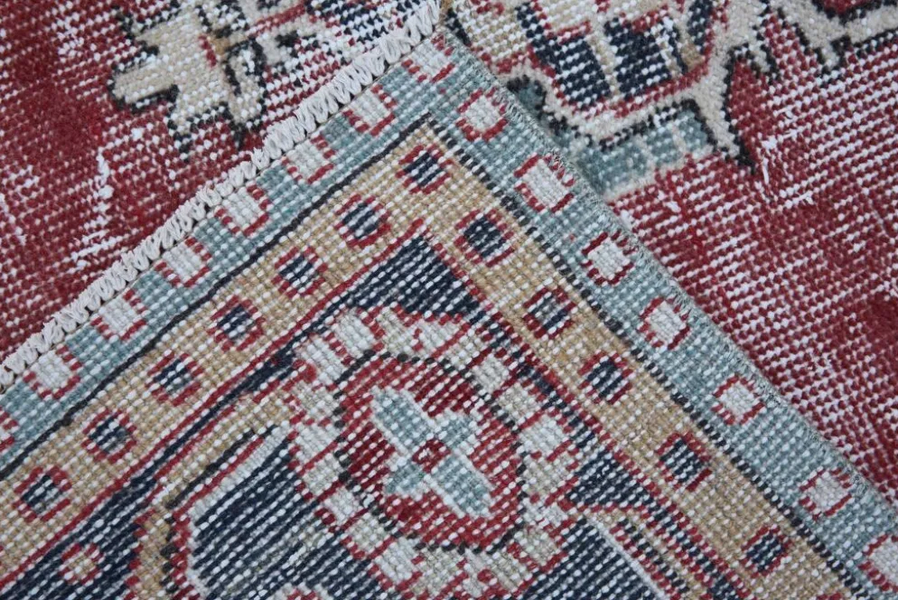 Tapis persan vintage rouge brique, tapis oriental noué à la main, 209x325 cm