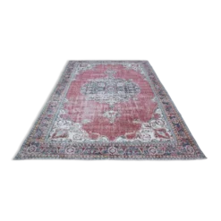 Tapis persan vintage rouge brique, tapis oriental noué à la main, 209x325 cm