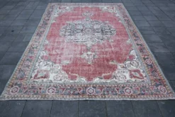 Tapis persan vintage rouge brique, tapis oriental noué à la main, 209x325 cm
