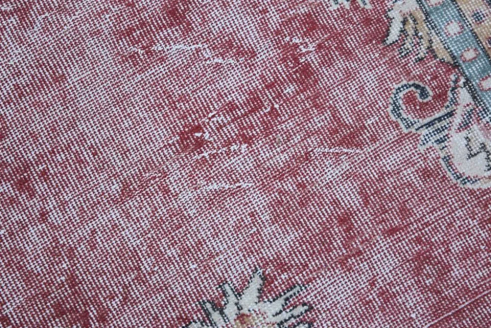 Tapis persan vintage rouge brique, tapis oriental noué à la main, 209x325 cm