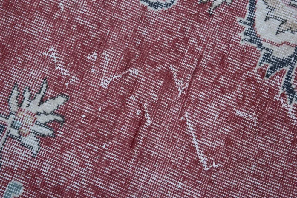Tapis persan vintage rouge brique, tapis oriental noué à la main, 209x325 cm