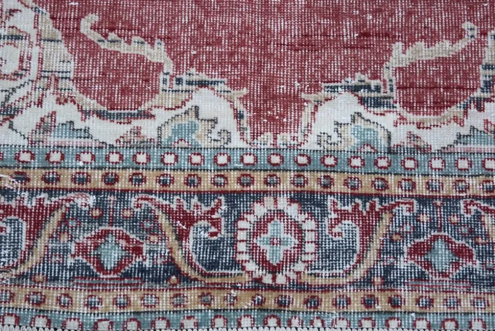 Tapis persan vintage rouge brique, tapis oriental noué à la main, 209x325 cm
