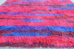Tapis à poils longs noué à la main du milieu du siècle par Walter Mack, labelle - années 1960