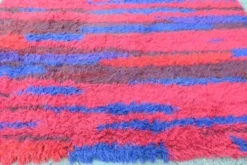 Tapis à poils longs noué à la main du milieu du siècle par Walter Mack, labelle - années 1960