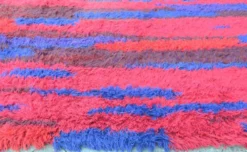Tapis à poils longs noué à la main du milieu du siècle par Walter Mack, labelle - années 1960