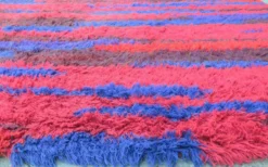 Tapis à poils longs noué à la main du milieu du siècle par Walter Mack, étiqueté - années 1960