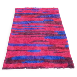 Tapis à poils longs noué à la main du milieu du siècle par Walter Mack, étiqueté - années 1960