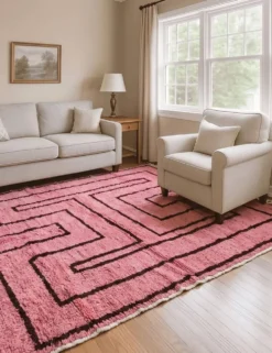 Tapis Rose Contemporain - 297 x 246 cm
