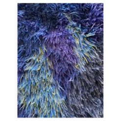 Tapis Rya bleu à poils longs de style mid-century modern, Suède, années 1960.