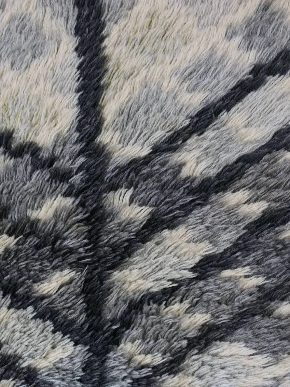 Tapis rya en laine grise, style milieu du siècle | Suède | Années 1960