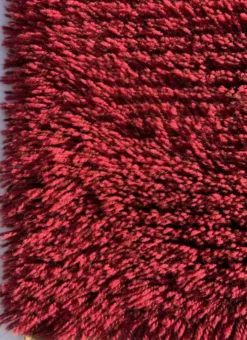 Tapis Rya en laine tissé à la main, design scandinave rouge vintage, années 1970