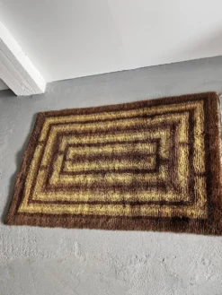 Tapis Rya scandinave, années 1960, 100 % laine, milieu du siècle