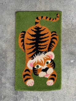Tapis Rya scandinave tigre laine années 70