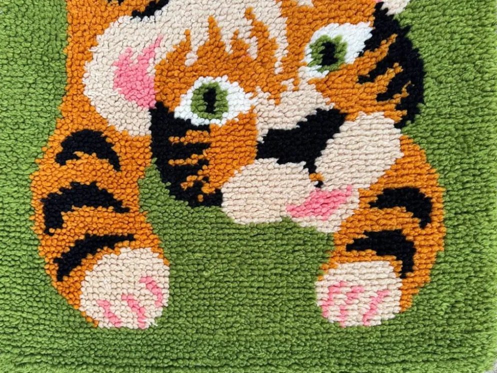 Tapis Rya scandinave tigre laine années 70