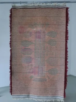 Tapis rya vintage suédois en laine rouge | Années 1960