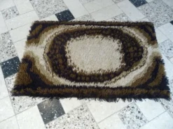 Tapis scandinave abstrait marron par Ege Rya, Danemark années 1960