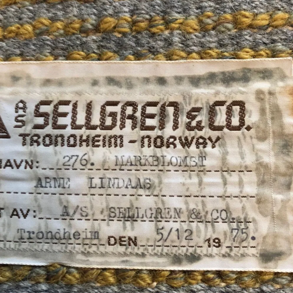 Tapis scandinave Arne Lindaas pour Sellgren AS Norvège 140x212cm