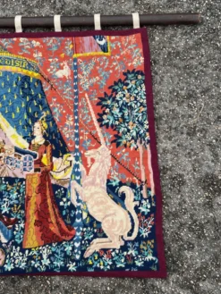 Tapisserie ancienne en laine « la Dame et la Licorne »