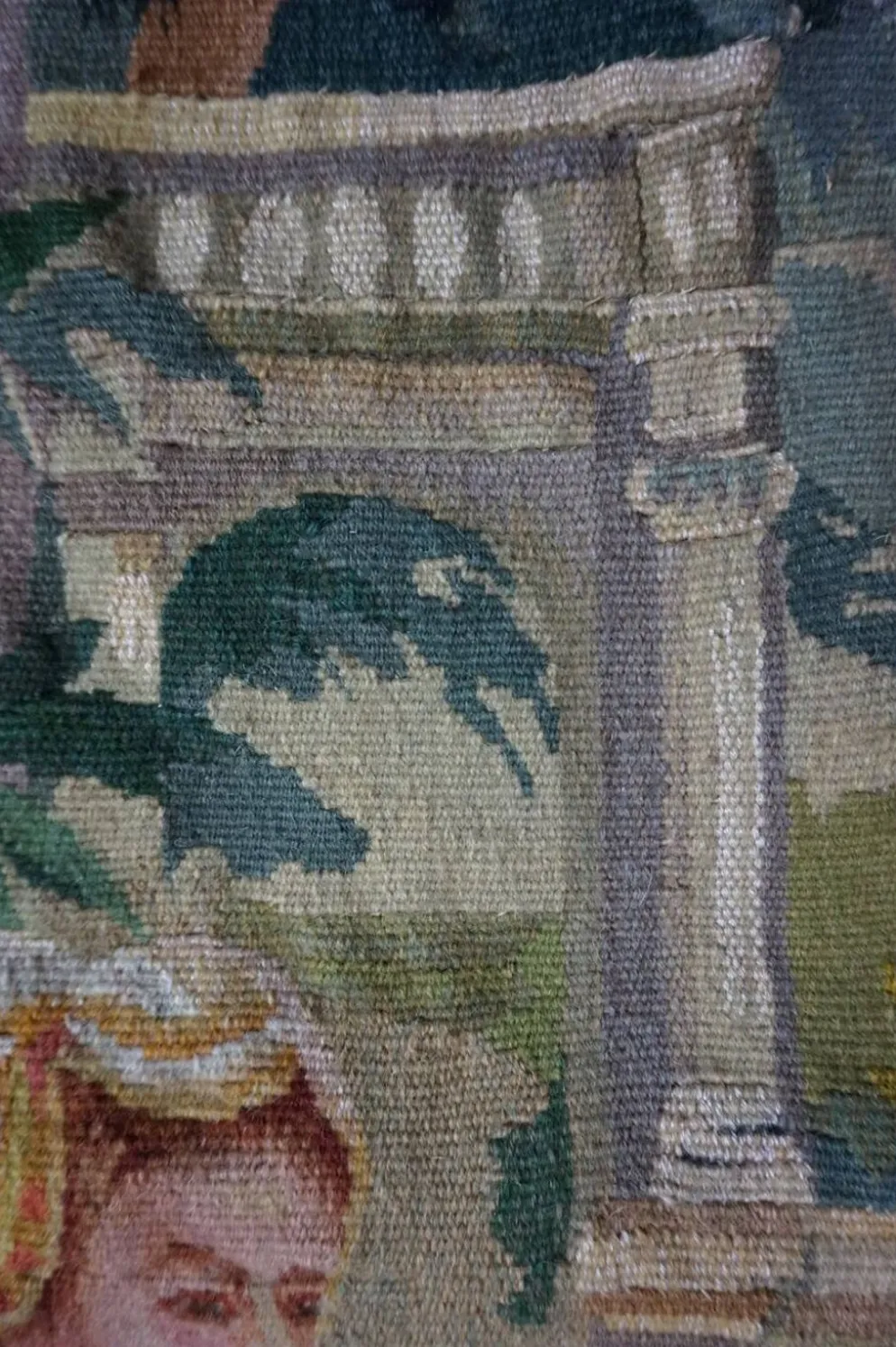Tapisserie Aubusson française antique avec scène romantique