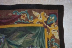 Tapisserie Aubusson française antique avec scène romantique