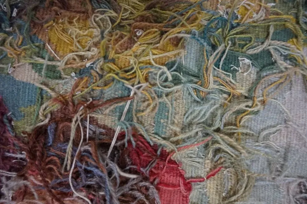 Tapisserie Aubusson française antique avec scène romantique