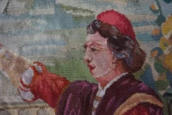 Tapisserie Aubusson française antique avec scène romantique