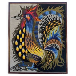 Tapisserie coq flamboyant années 70