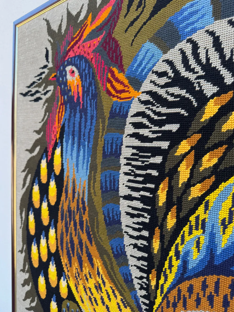 Tapisserie coq flamboyant années 70