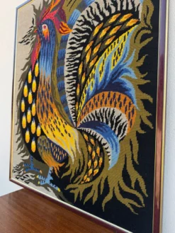 Tapisserie coq flamboyant années 70