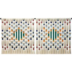 Tapisserie d'art contemporain en ivoire et coton multicolore, nord-américain