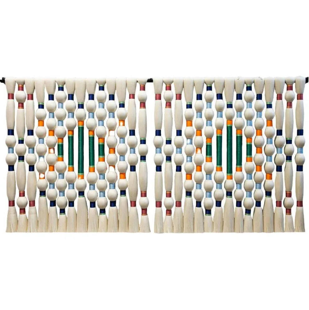 Tapisserie d'art contemporain en ivoire et coton multicolore, nord-américain